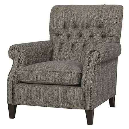 Traditional Dalton Chair with Rolled Arms and Deep Button Tufts